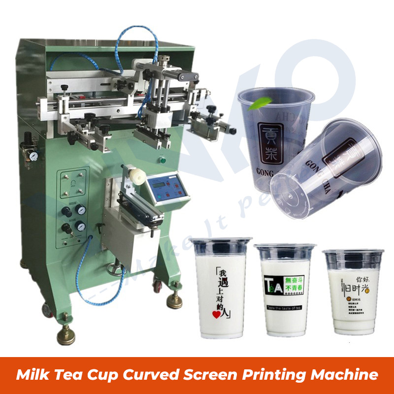 milk tea cup curved screen printing machine